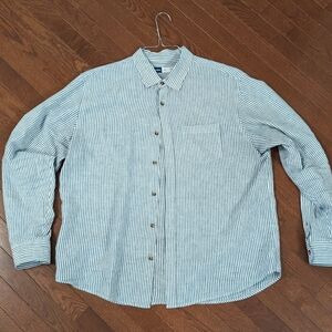 Old Navy - Long Sleeve, White/Blue Railroad Strip Button Down Shirt - …